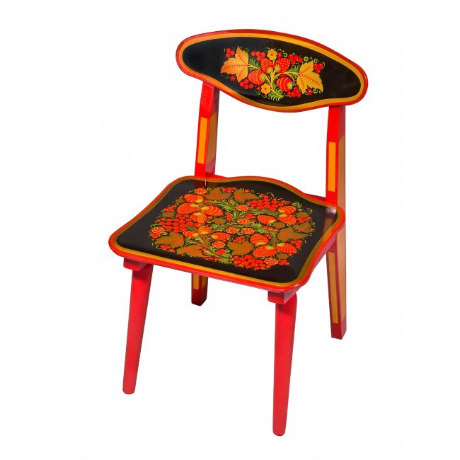 Стул детский 1-й ростовой категории с хохломской росписью ( высота до сиденья 26 см) арт. 7902 Стул детский 1-й ростовой категории с хохломской росписью ( высота до сиденья 26 см) арт. 7902