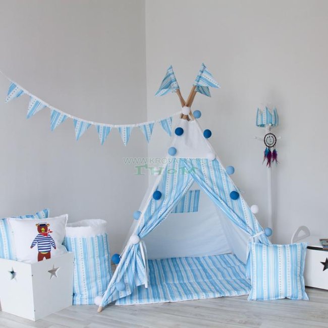 Флажки к вигваму Blue Stripes (4 шт.), Арт. vv040108 Флажки к вигваму Blue Stripes (4 шт.), Арт. vv040108