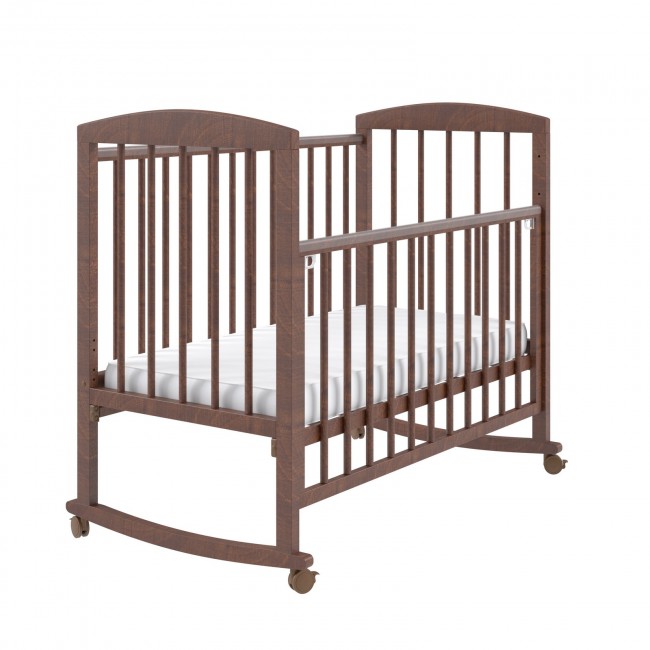 Кроватка LILU-2 колесо-качалка орех Кроватка LILU-2 колесо-качалка орех