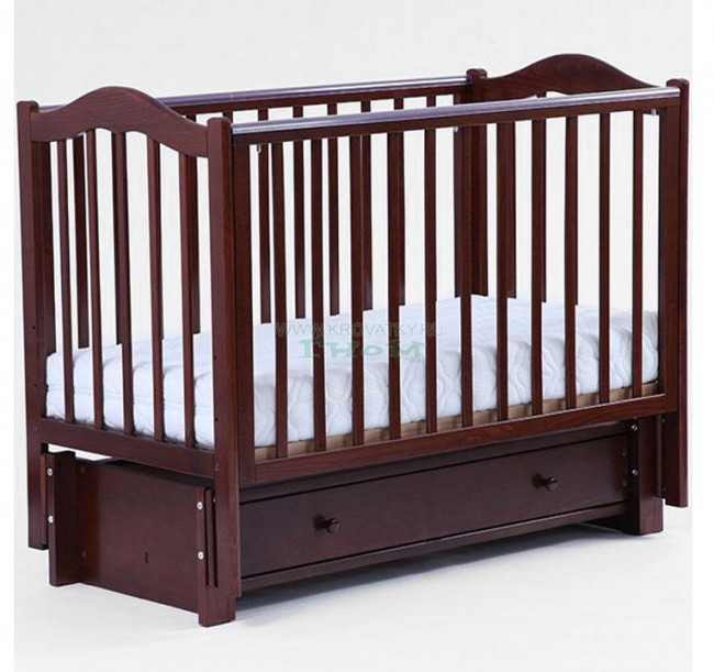 Кроватка БИ 37.3 "Кубаночка-1" с ящ.маятник продольного качания орех темный Кроватка БИ 37.3 "Кубаночка-1" с ящ.маятник продольного качания орех темный