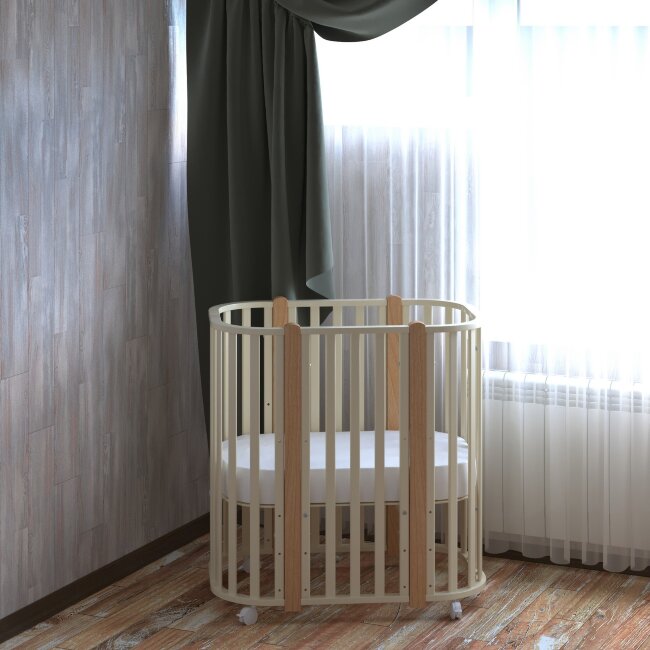 Кроватка MALIKA VERONA 4 в 1 слоновая кость, стойки бук Кроватка MALIKA VERONA 4 в 1 слоновая кость, стойки бук